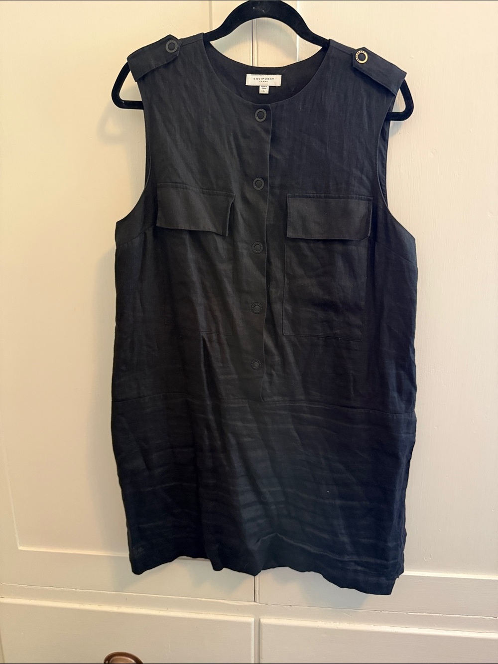 Equipment Femme Black linen dress